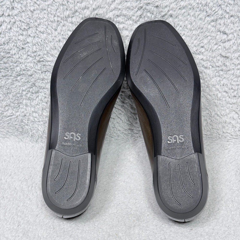 SAS Coco Womens Size 7.5 Slip On Ballet Flat Loafer Shoes Bronze Leather Cap Toe - Picture 8 of 9